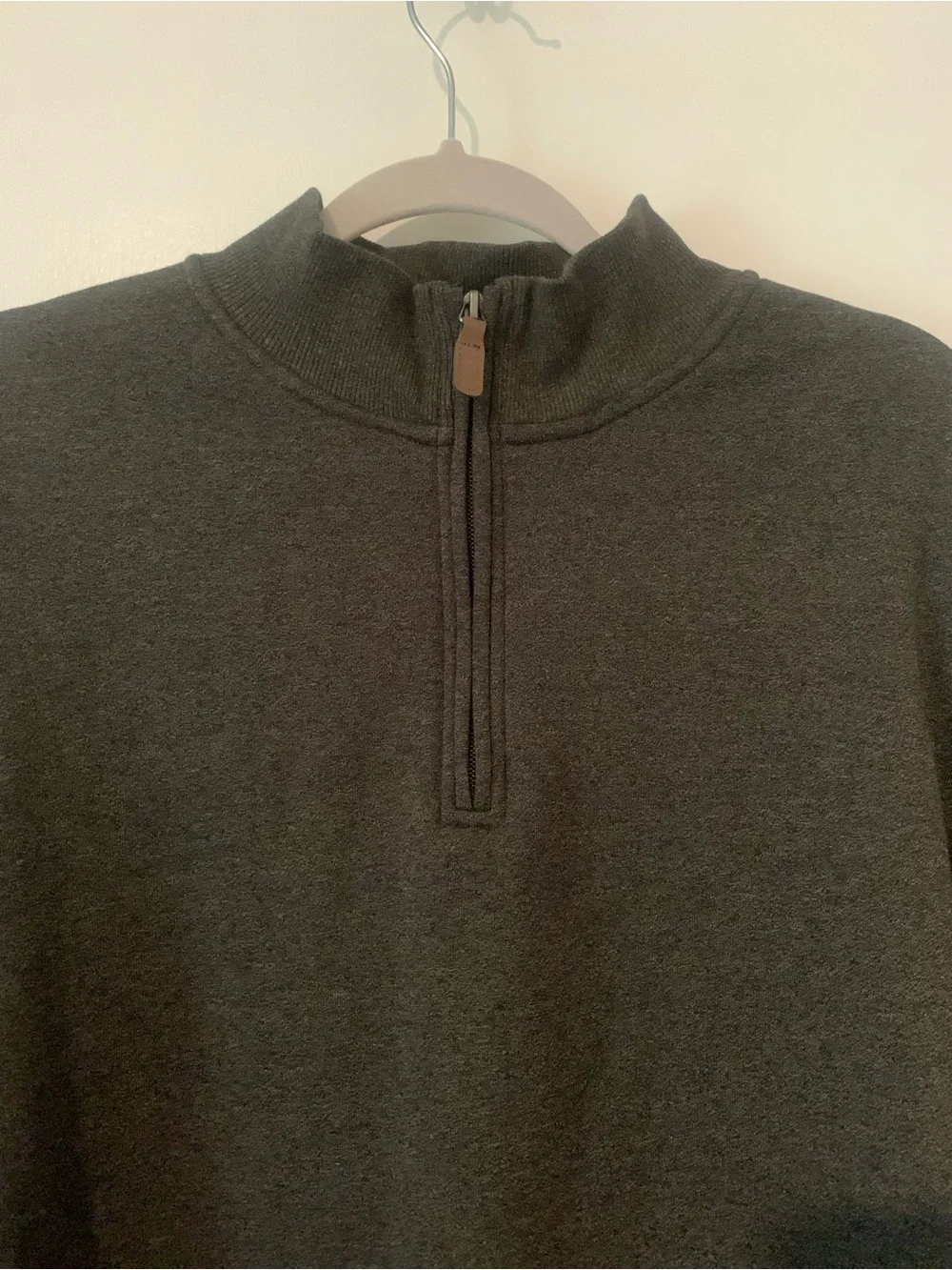 George Men’s Quarter Zip Pullover Sweater Fleece Lined Charcoal Gray Large 42-44
